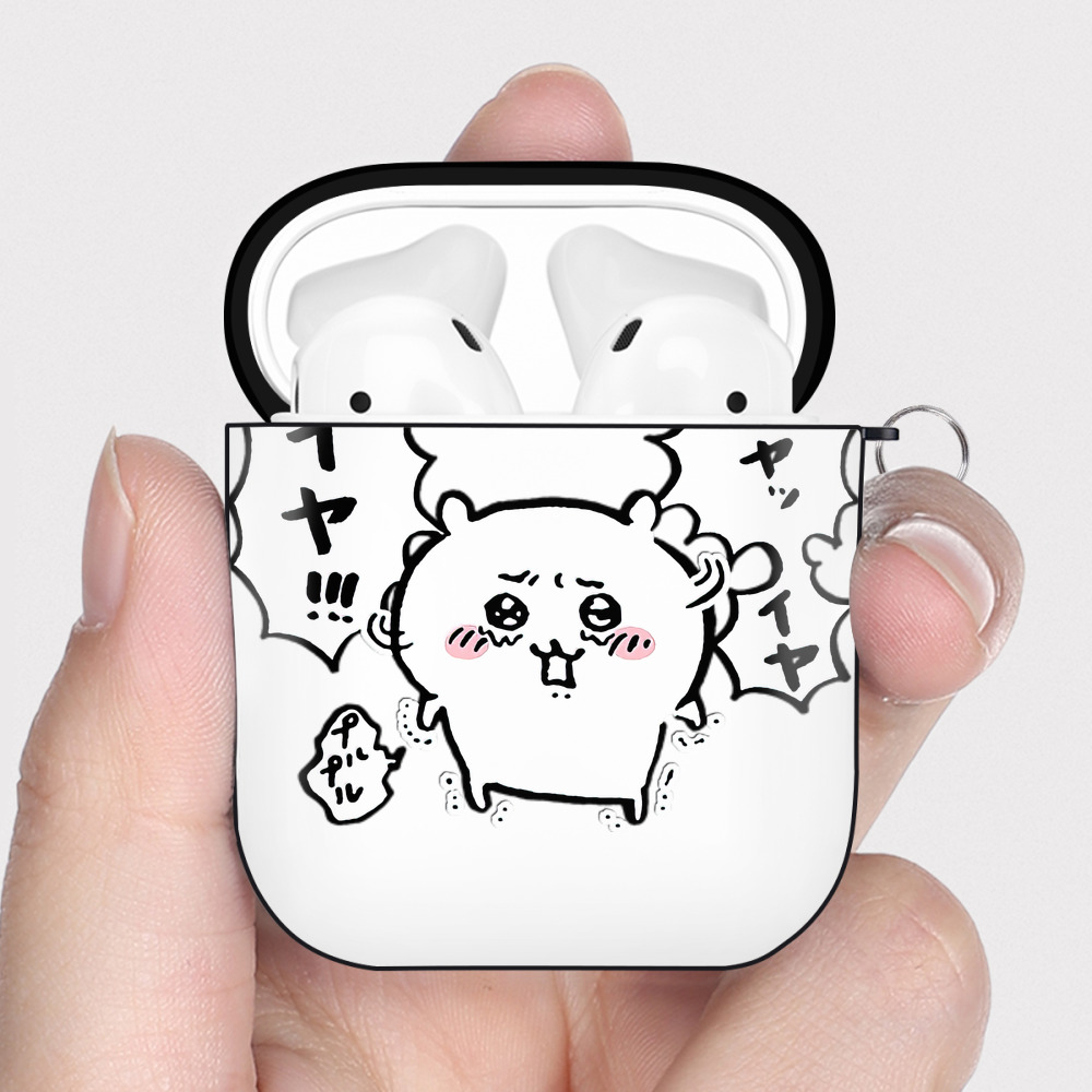 （画像用） ちいかわ ちいかわ Chii-kawa chiikawa AirPods 第2世代保護ケース ハードシェル ブラック 耐衝撃・防指紋・カラビナ付き