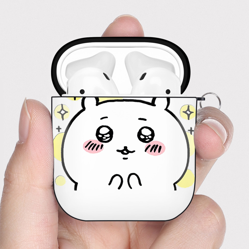 （画像用） ちいかわ ちいかわ Chii-kawa chiikawa AirPods 第2世代保護ケース ハードシェル ブラック 耐衝撃・防指紋・カラビナ付き
