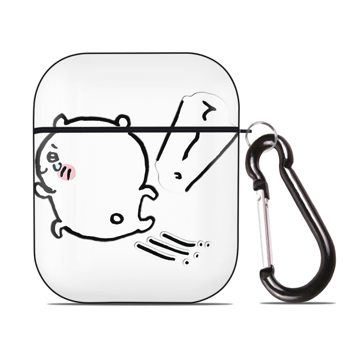 （画像用） ちいかわ ちいかわ Chii-kawa chiikawa AirPods 第2世代保護ケース ハードシェル ブラック 耐衝撃・防指紋・カラビナ付き