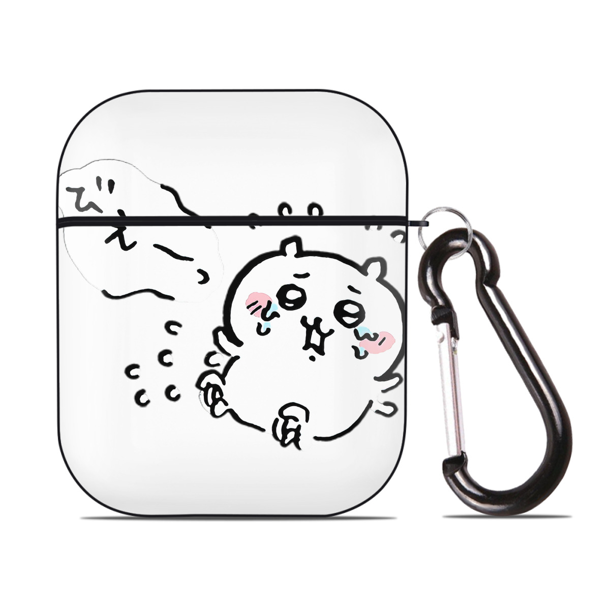 （画像用） ちいかわ ちいかわ Chii-kawa chiikawa AirPods 第2世代保護ケース ハードシェル ブラック 耐衝撃・防指紋・カラビナ付き