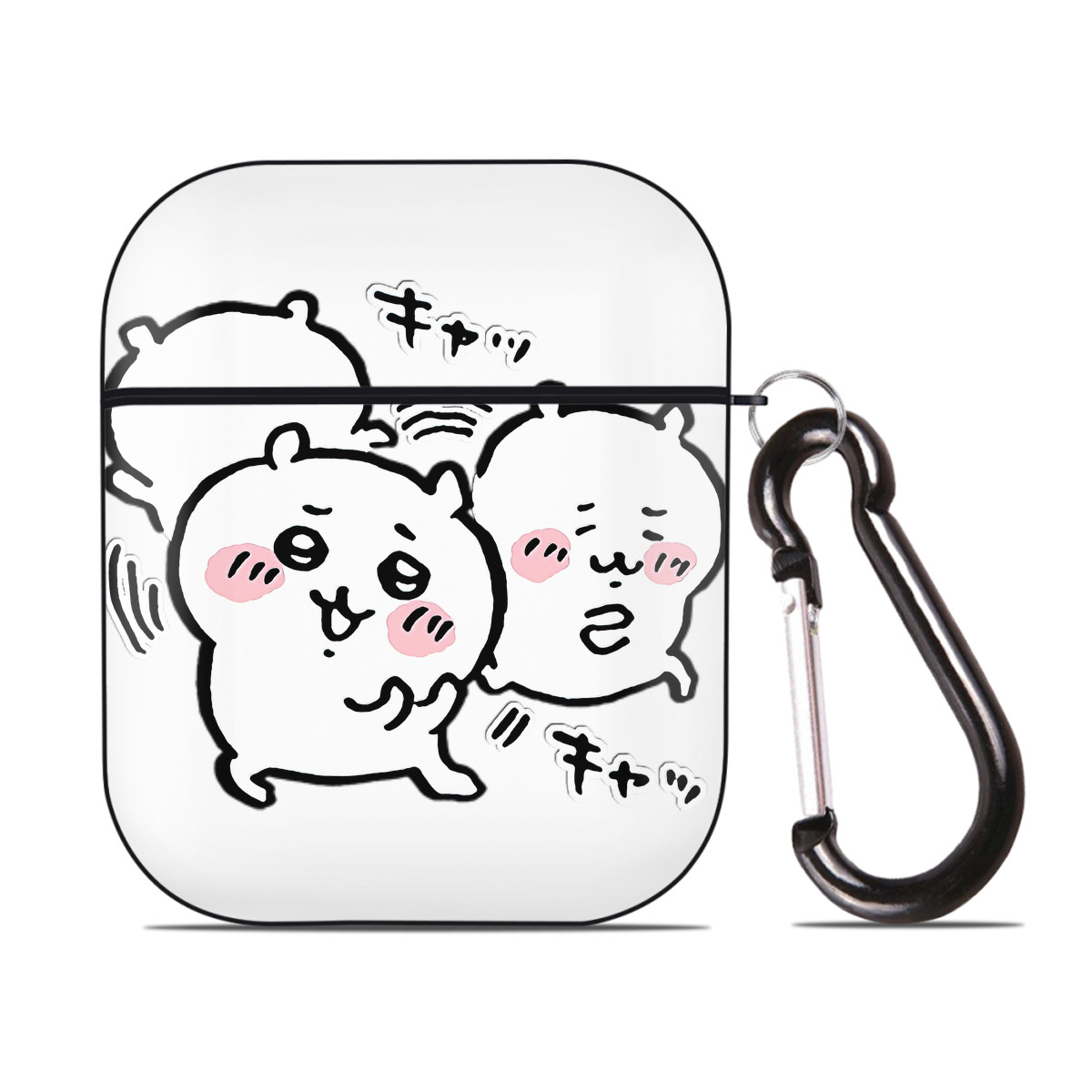 （画像用） ちいかわ ちいかわ Chii-kawa chiikawa AirPods 第2世代保護ケース ハードシェル ブラック 耐衝撃・防指紋・カラビナ付き