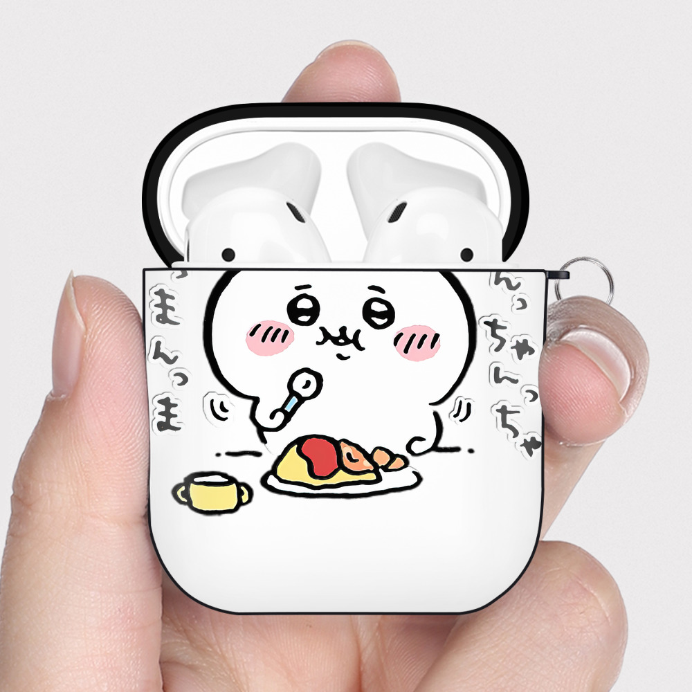 （画像用） ちいかわ ちいかわ Chii-kawa chiikawa AirPods 第2世代保護ケース ハードシェル ブラック 耐衝撃・防指紋・カラビナ付き