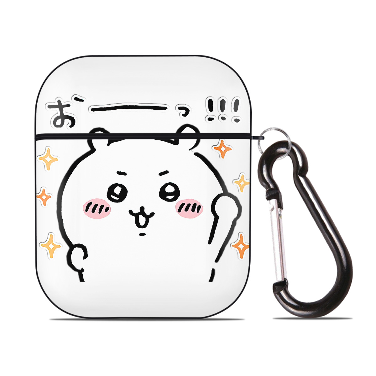 （画像用） ちいかわ ちいかわ Chii-kawa chiikawa AirPods 第2世代保護ケース ハードシェル ブラック 耐衝撃・防指紋・カラビナ付き