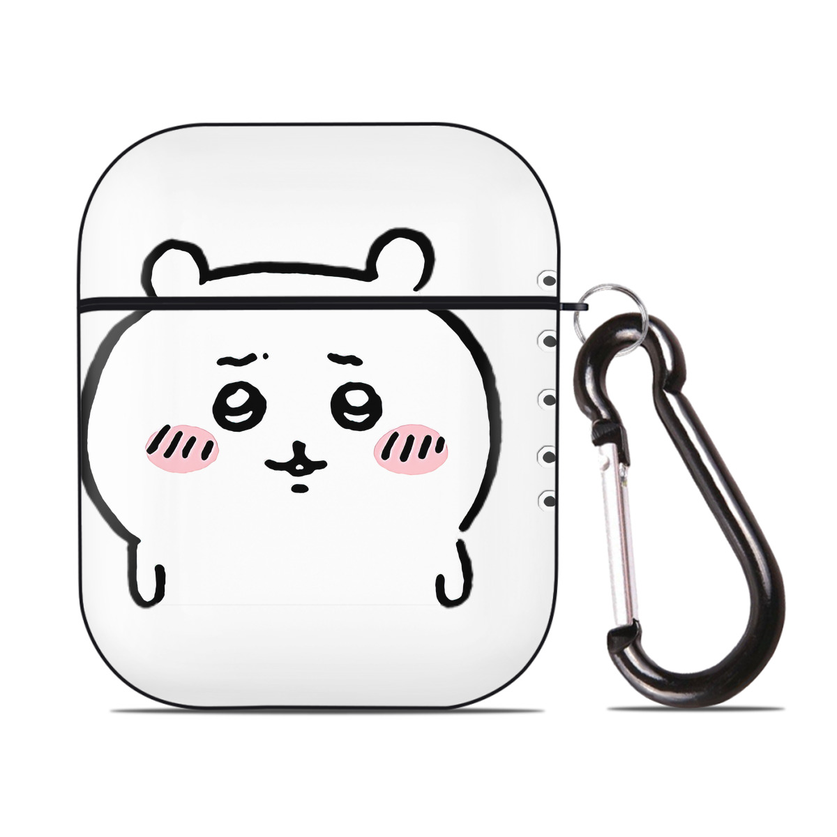 （画像用） ちいかわ ちいかわ Chii-kawa chiikawa AirPods 第2世代保護ケース ハードシェル ブラック 耐衝撃・防指紋・カラビナ付き