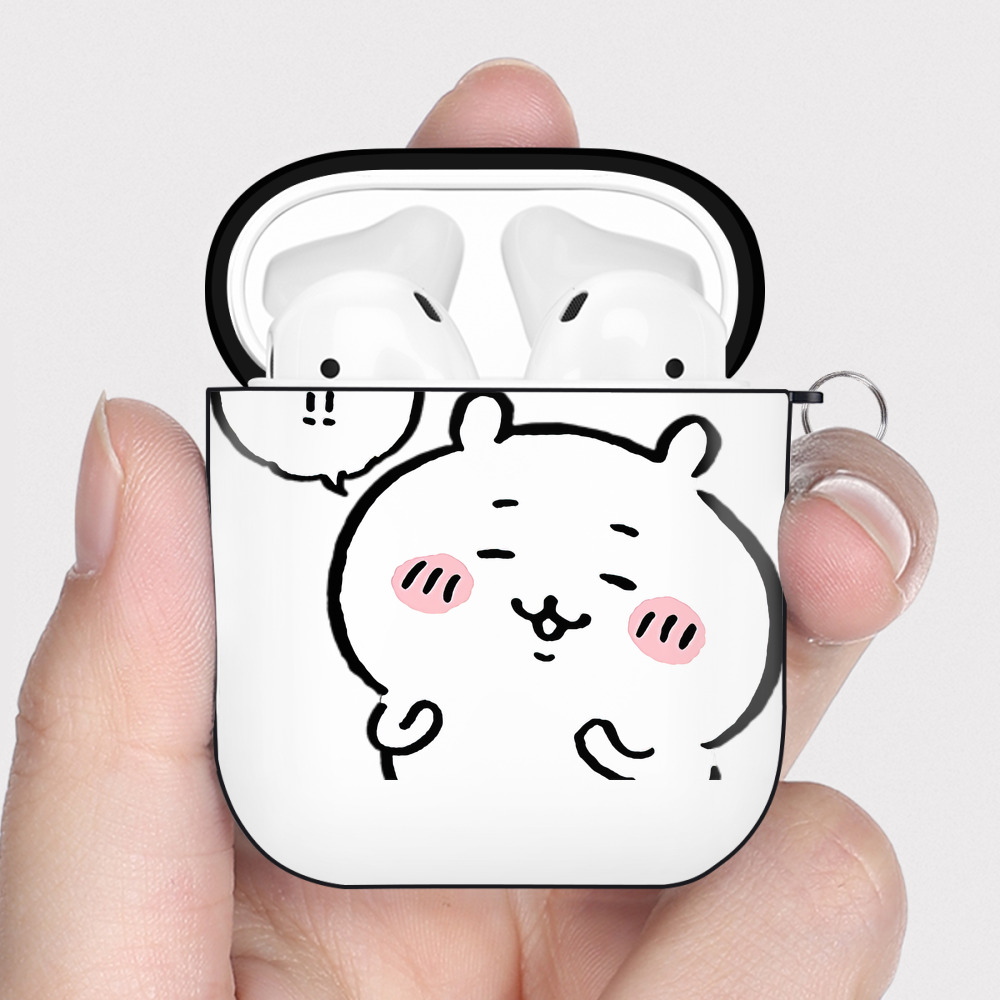 （画像用） ちいかわ ちいかわ Chii-kawa chiikawa AirPods 第2世代保護ケース ハードシェル ブラック 耐衝撃・防指紋・カラビナ付き
