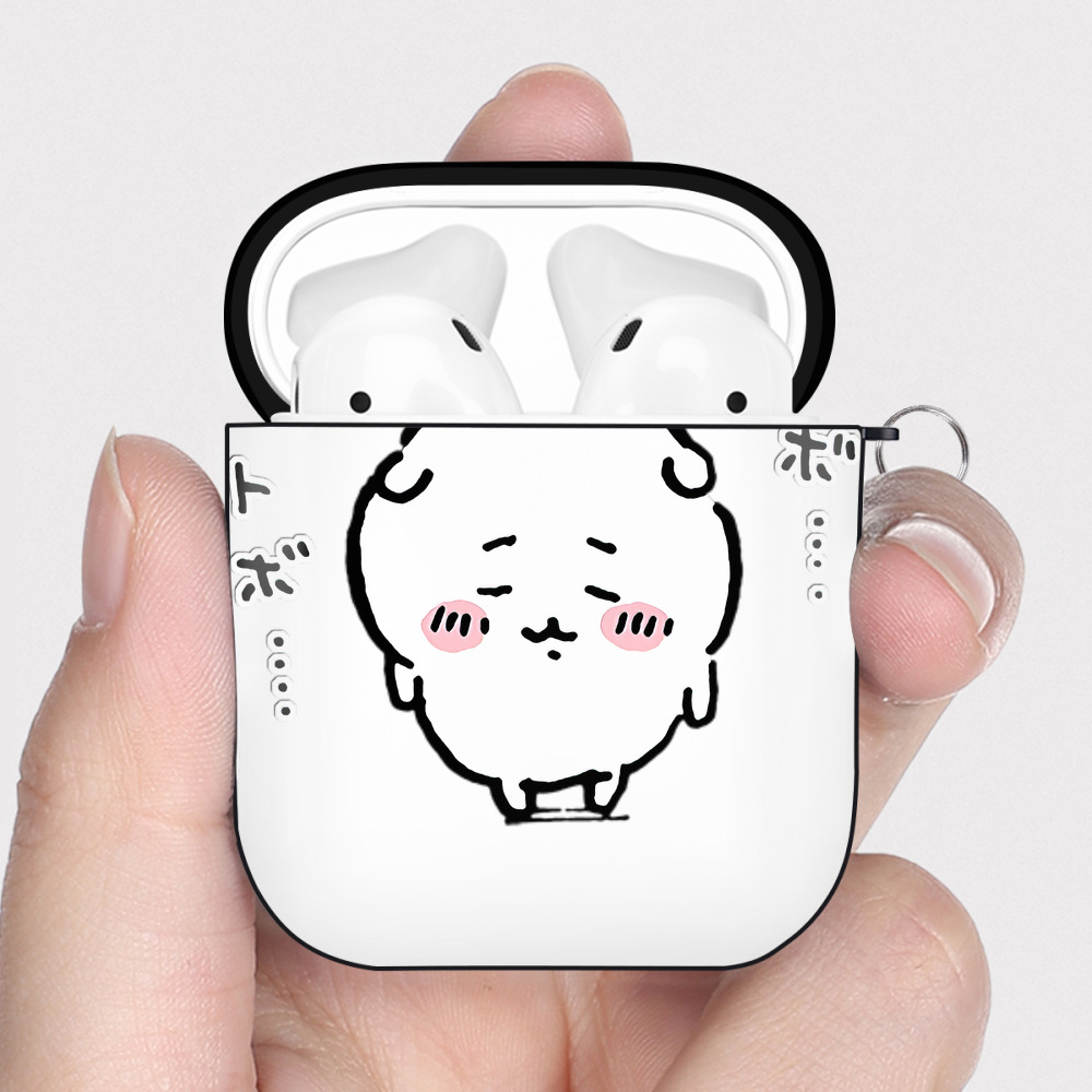 （画像用） ちいかわ ちいかわ Chii-kawa chiikawa AirPods 第2世代保護ケース ハードシェル ブラック 耐衝撃・防指紋・カラビナ付き