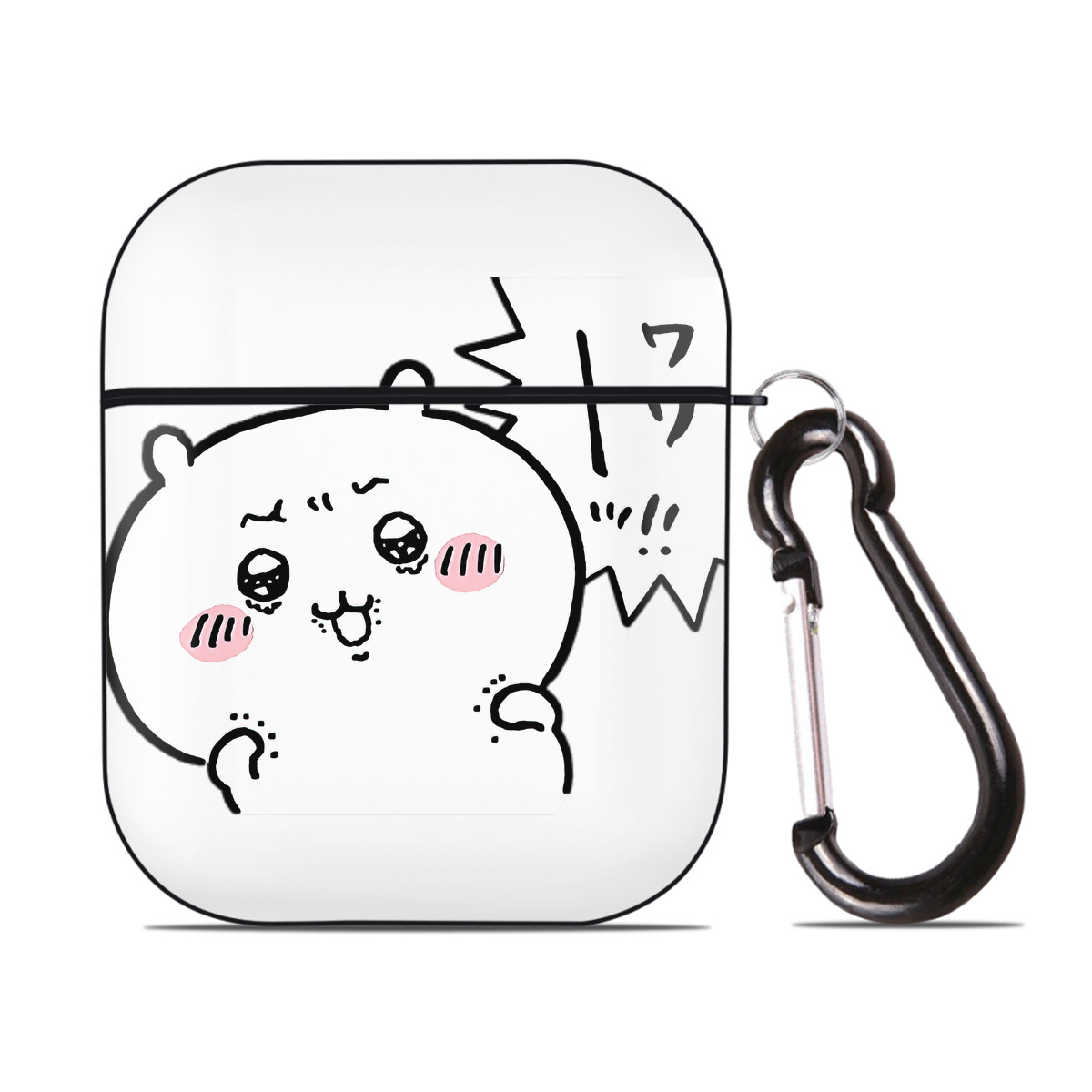 （画像用） ちいかわ ちいかわ Chii-kawa chiikawa AirPods 第2世代保護ケース ハードシェル ブラック 耐衝撃・防指紋・カラビナ付き