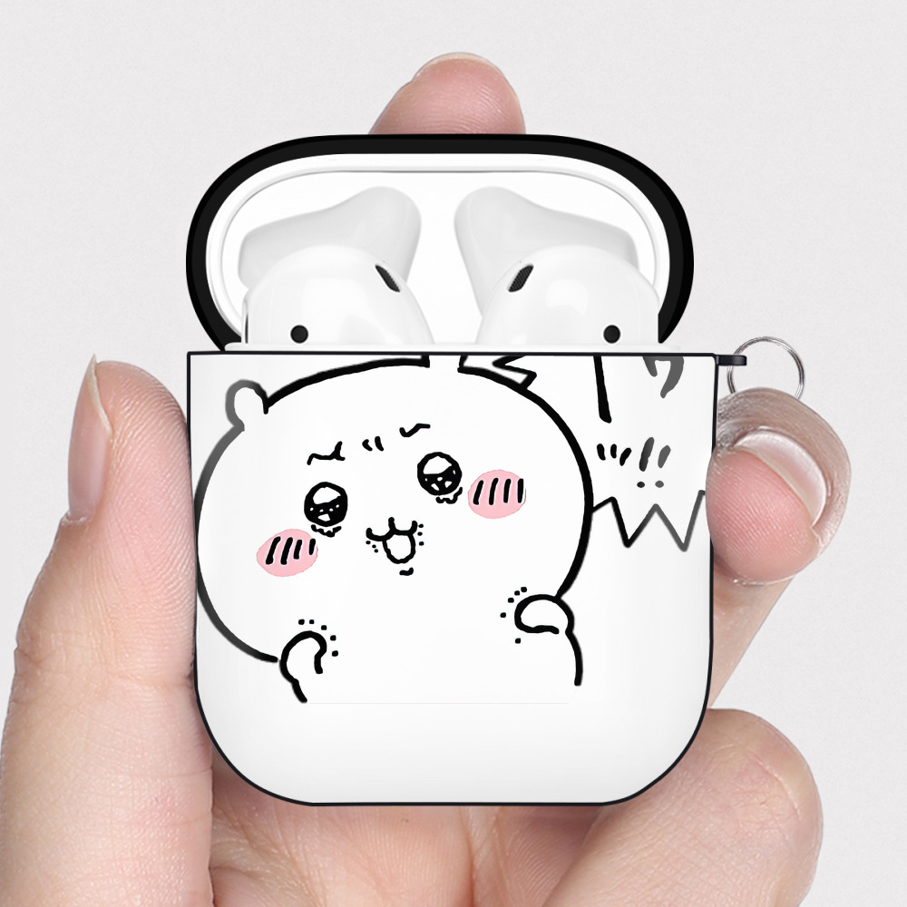 （画像用） ちいかわ ちいかわ Chii-kawa chiikawa AirPods 第2世代保護ケース ハードシェル ブラック 耐衝撃・防指紋・カラビナ付き