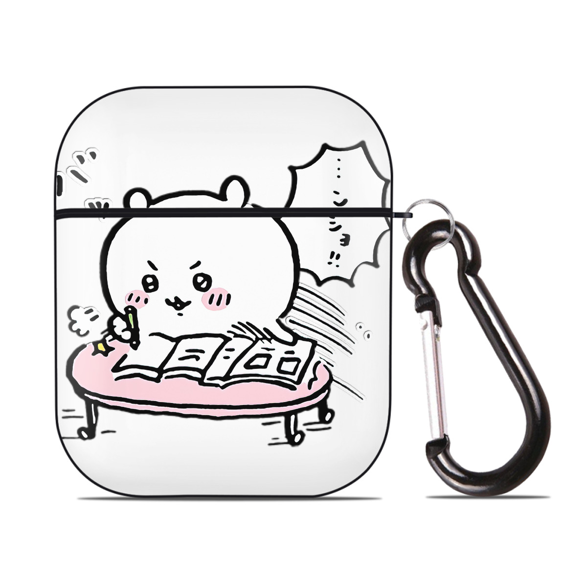 （画像用） ちいかわ ちいかわ Chii-kawa chiikawa AirPods 第2世代保護ケース ハードシェル ブラック 耐衝撃・防指紋・カラビナ付き