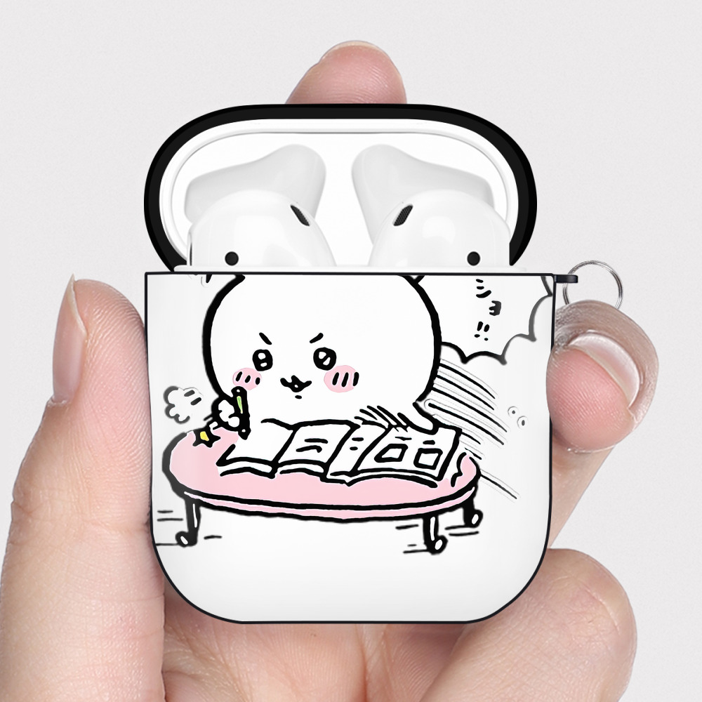 （画像用） ちいかわ ちいかわ Chii-kawa chiikawa AirPods 第2世代保護ケース ハードシェル ブラック 耐衝撃・防指紋・カラビナ付き