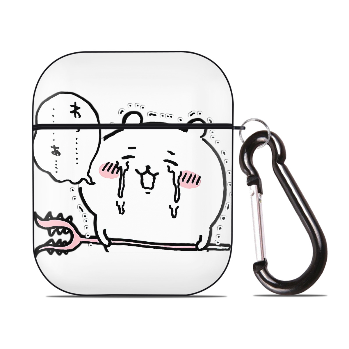 （画像用） ちいかわ ちいかわ Chii-kawa chiikawa AirPods 第2世代保護ケース ハードシェル ブラック 耐衝撃・防指紋・カラビナ付き