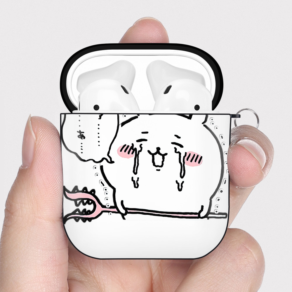（画像用） ちいかわ ちいかわ Chii-kawa chiikawa AirPods 第2世代保護ケース ハードシェル ブラック 耐衝撃・防指紋・カラビナ付き
