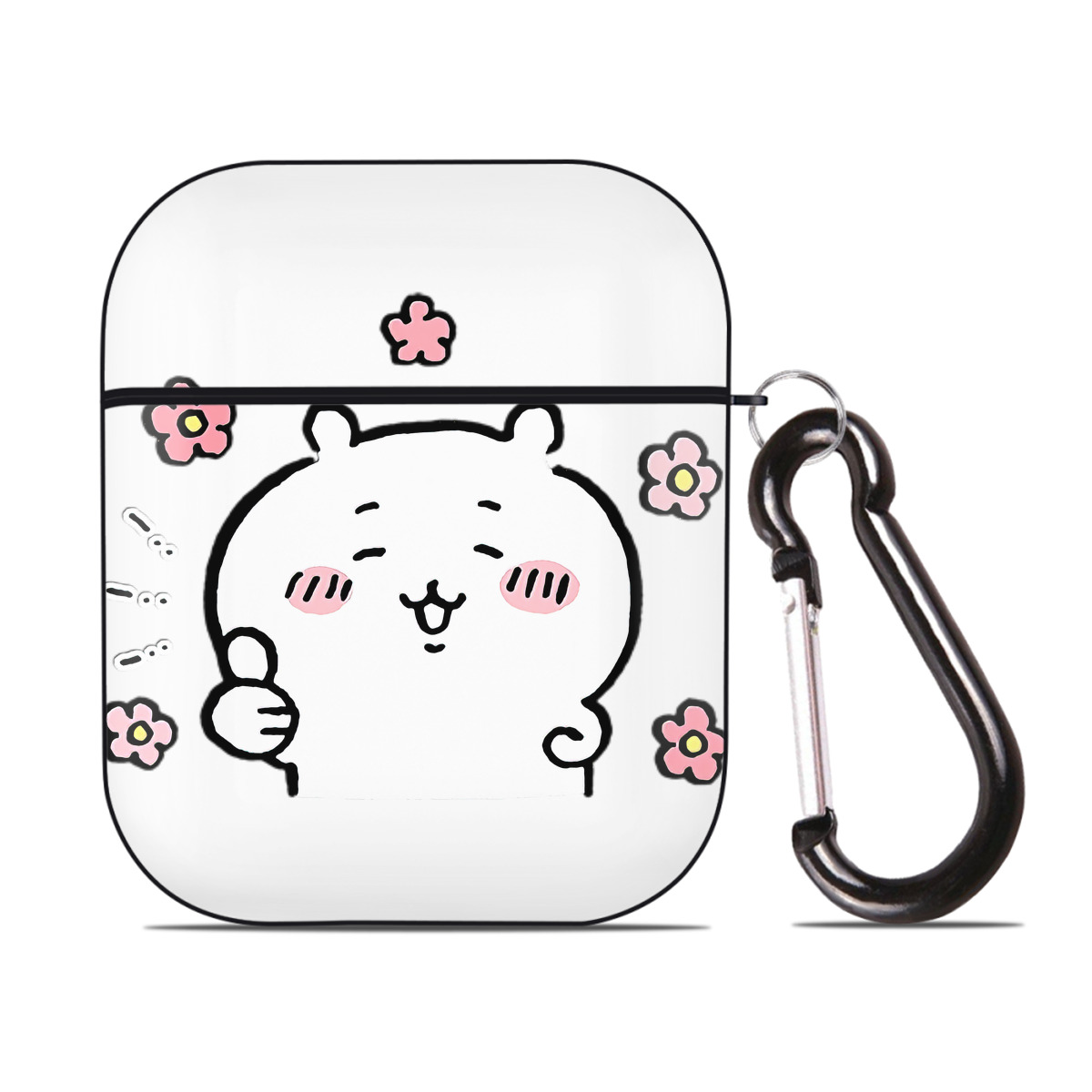 （画像用） ちいかわ ちいかわ Chii-kawa chiikawa AirPods 第2世代保護ケース ハードシェル ブラック 耐衝撃・防指紋・カラビナ付き