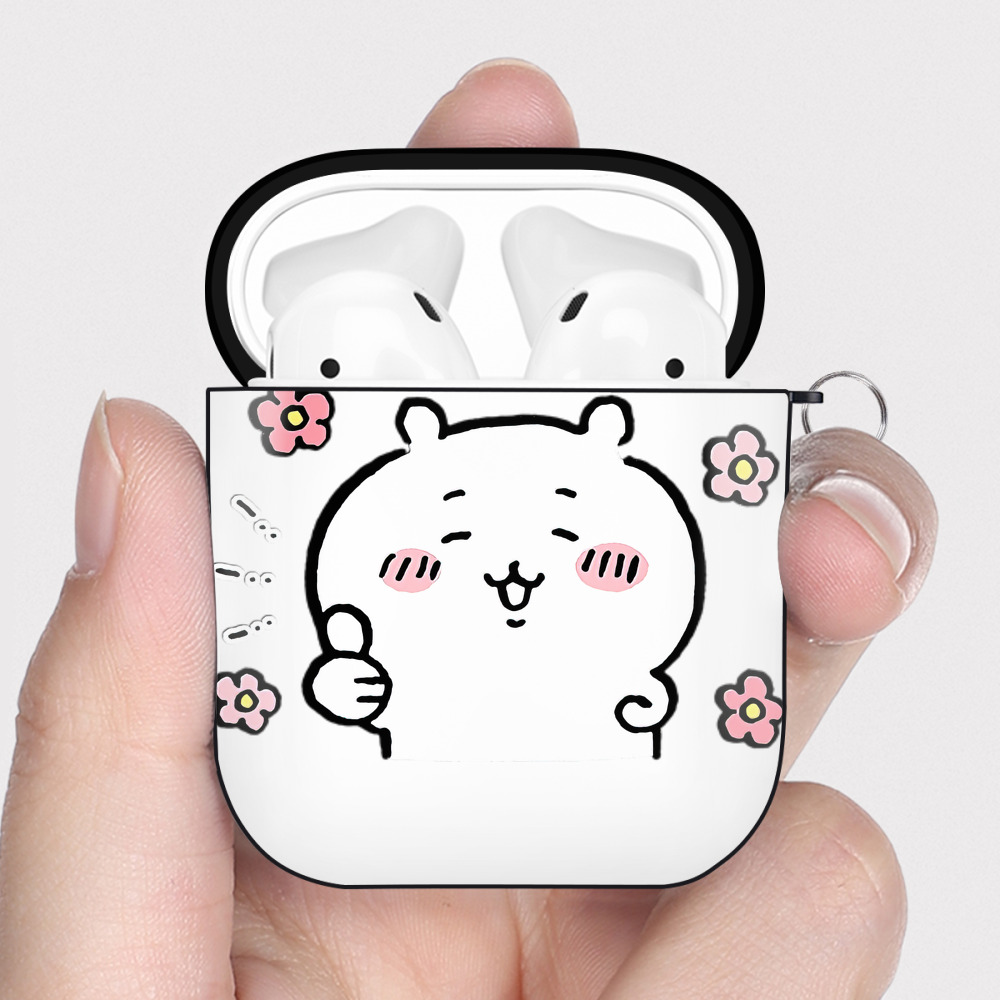 （画像用） ちいかわ ちいかわ Chii-kawa chiikawa AirPods 第2世代保護ケース ハードシェル ブラック 耐衝撃・防指紋・カラビナ付き