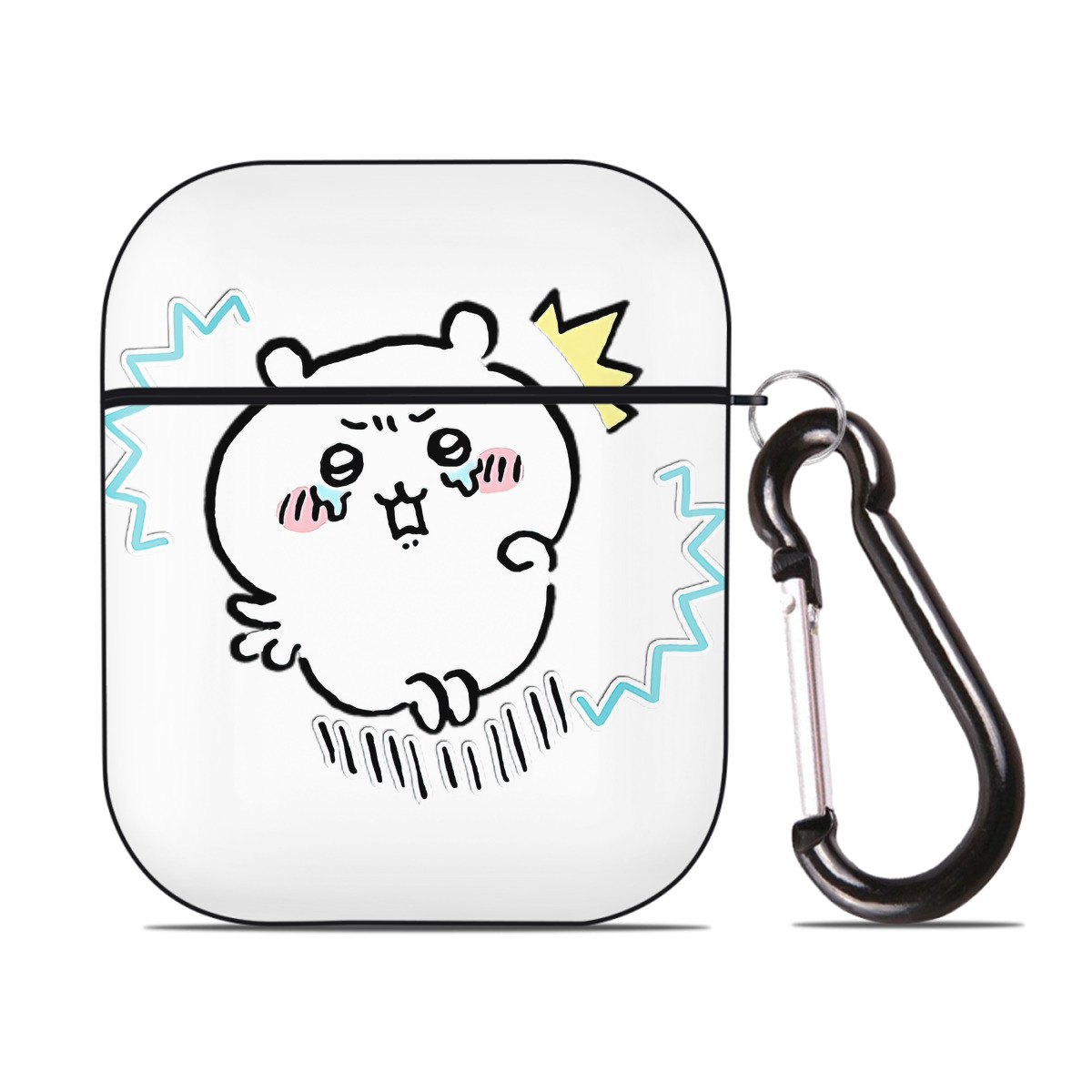 （画像用） ちいかわ ちいかわ Chii-kawa chiikawa AirPods 第2世代保護ケース ハードシェル ブラック 耐衝撃・防指紋・カラビナ付き
