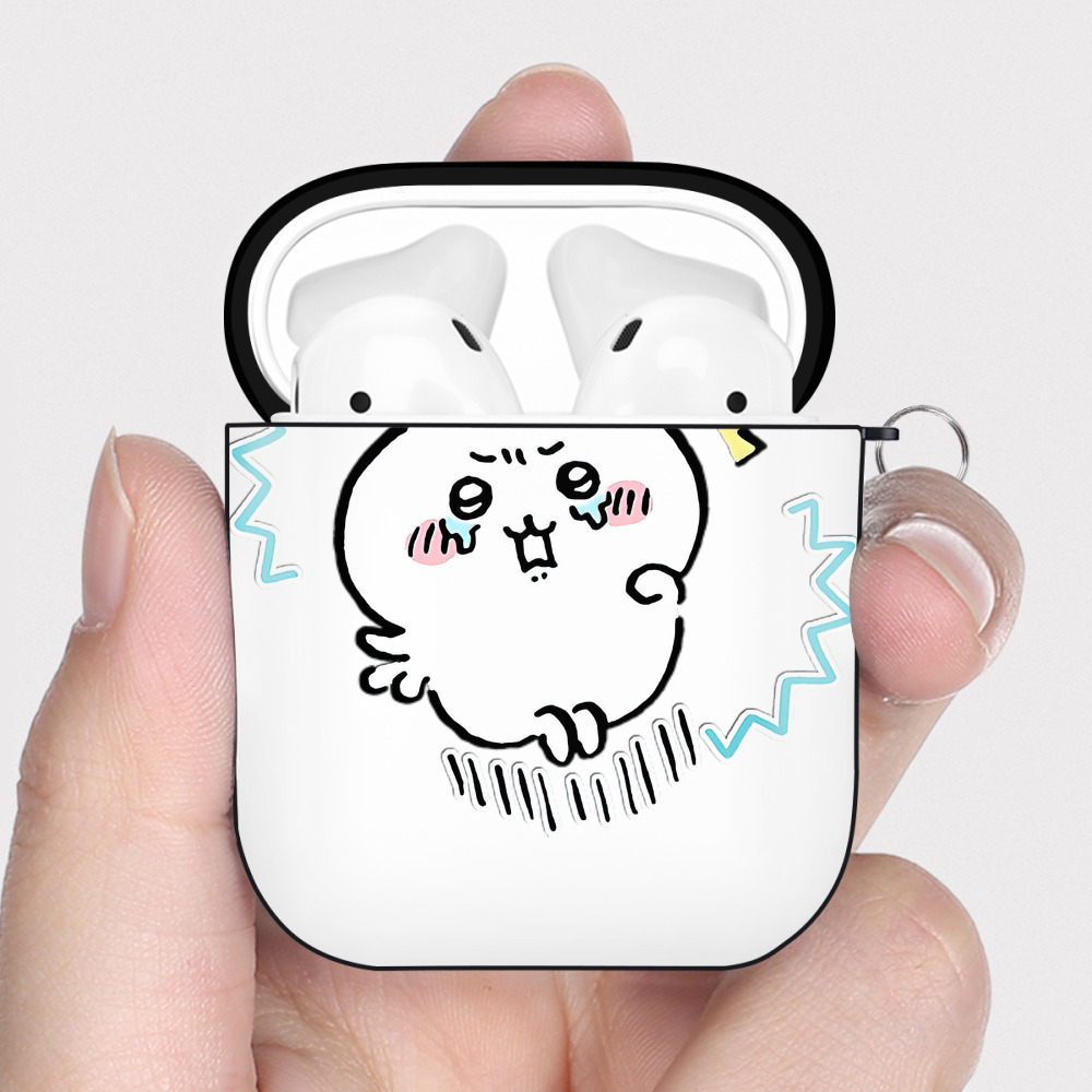 （画像用） ちいかわ ちいかわ Chii-kawa chiikawa AirPods 第2世代保護ケース ハードシェル ブラック 耐衝撃・防指紋・カラビナ付き