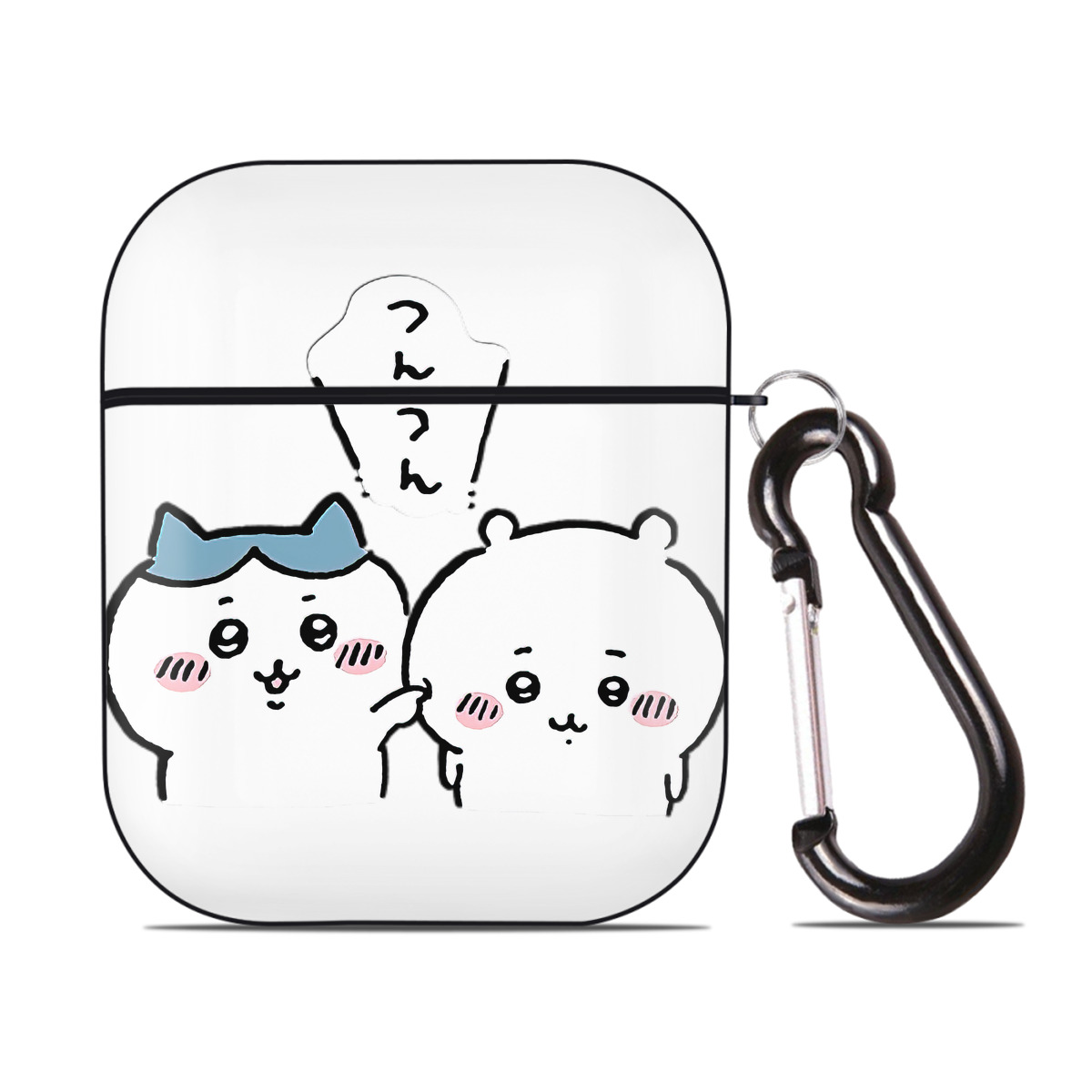 （画像用） ちいかわ ちいかわ Chii-kawa chiikawa AirPods 第2世代保護ケース ハードシェル ブラック 耐衝撃・防指紋・カラビナ付き