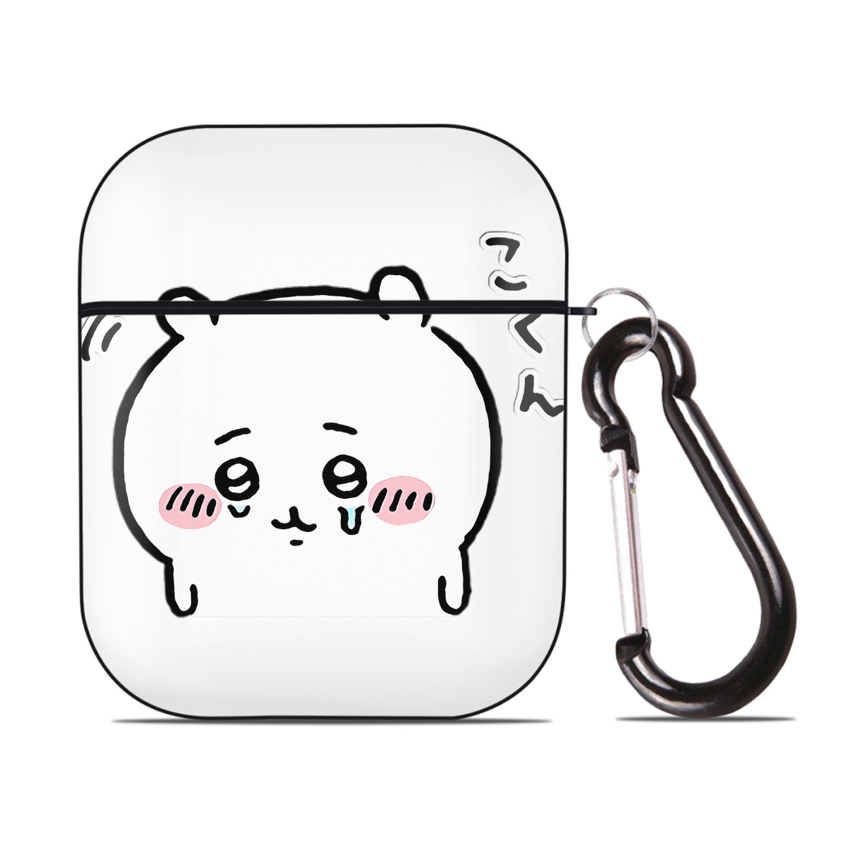 （画像用） ちいかわ ちいかわ Chii-kawa chiikawa AirPods 第2世代保護ケース ハードシェル ブラック 耐衝撃・防指紋・カラビナ付き