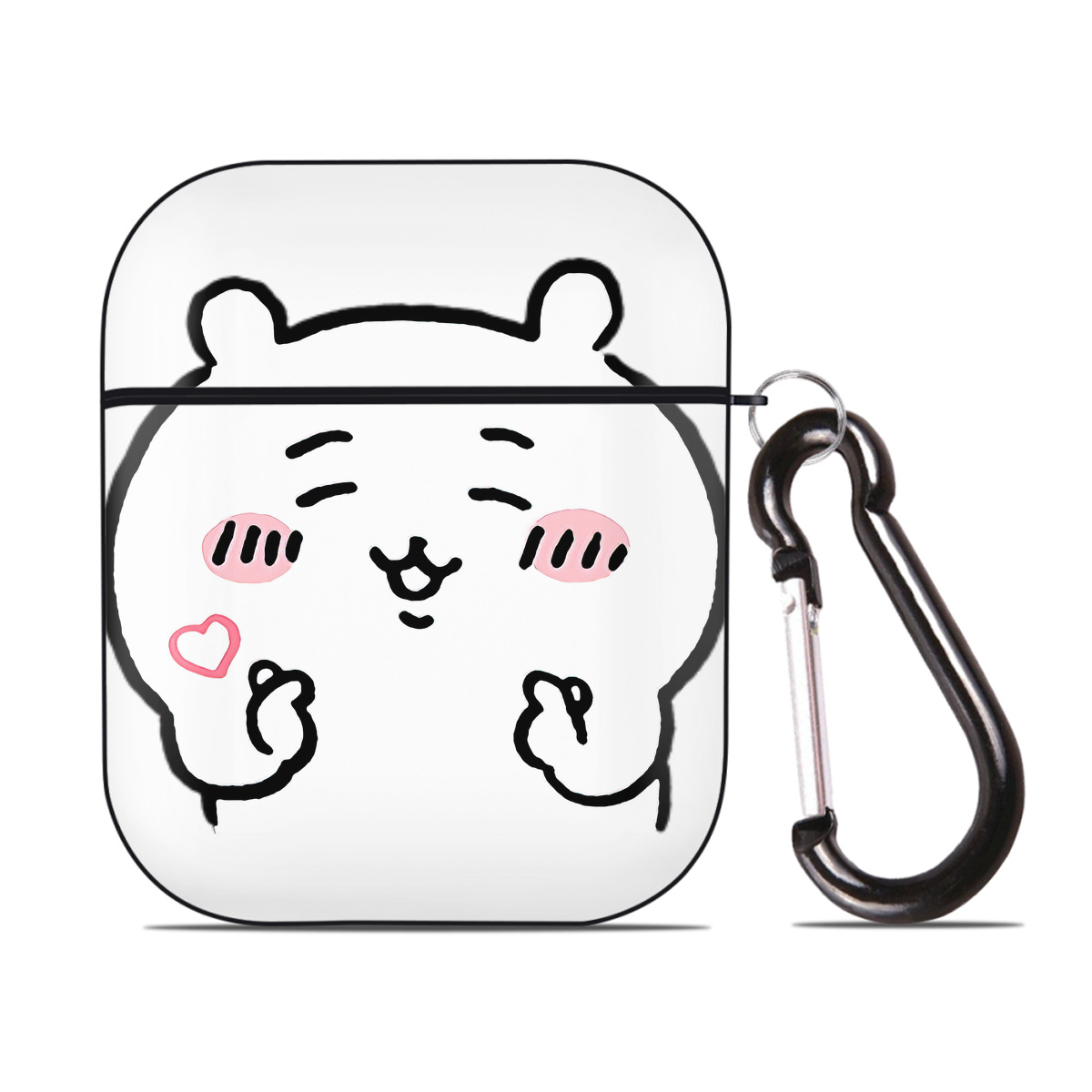 （画像用） ちいかわ ちいかわ Chii-kawa chiikawa AirPods 第2世代保護ケース ハードシェル ブラック 耐衝撃・防指紋・カラビナ付き