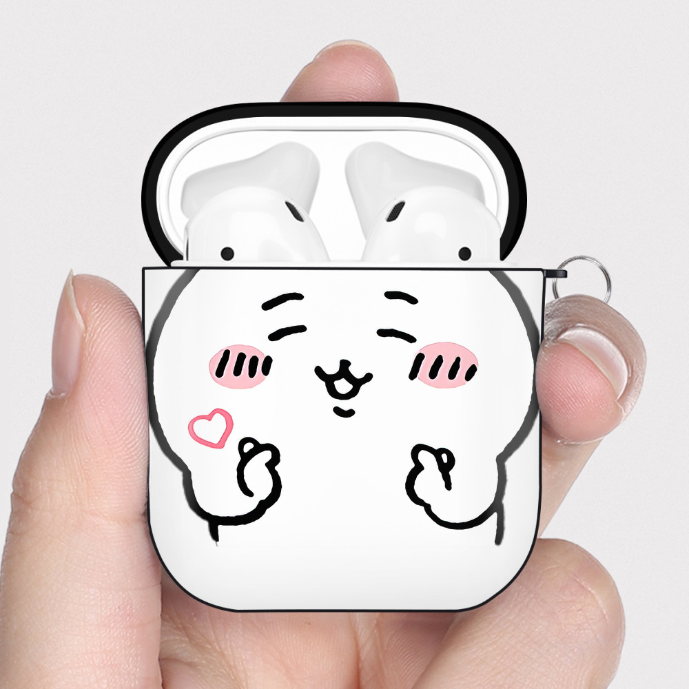 （画像用） ちいかわ ちいかわ Chii-kawa chiikawa AirPods 第2世代保護ケース ハードシェル ブラック 耐衝撃・防指紋・カラビナ付き