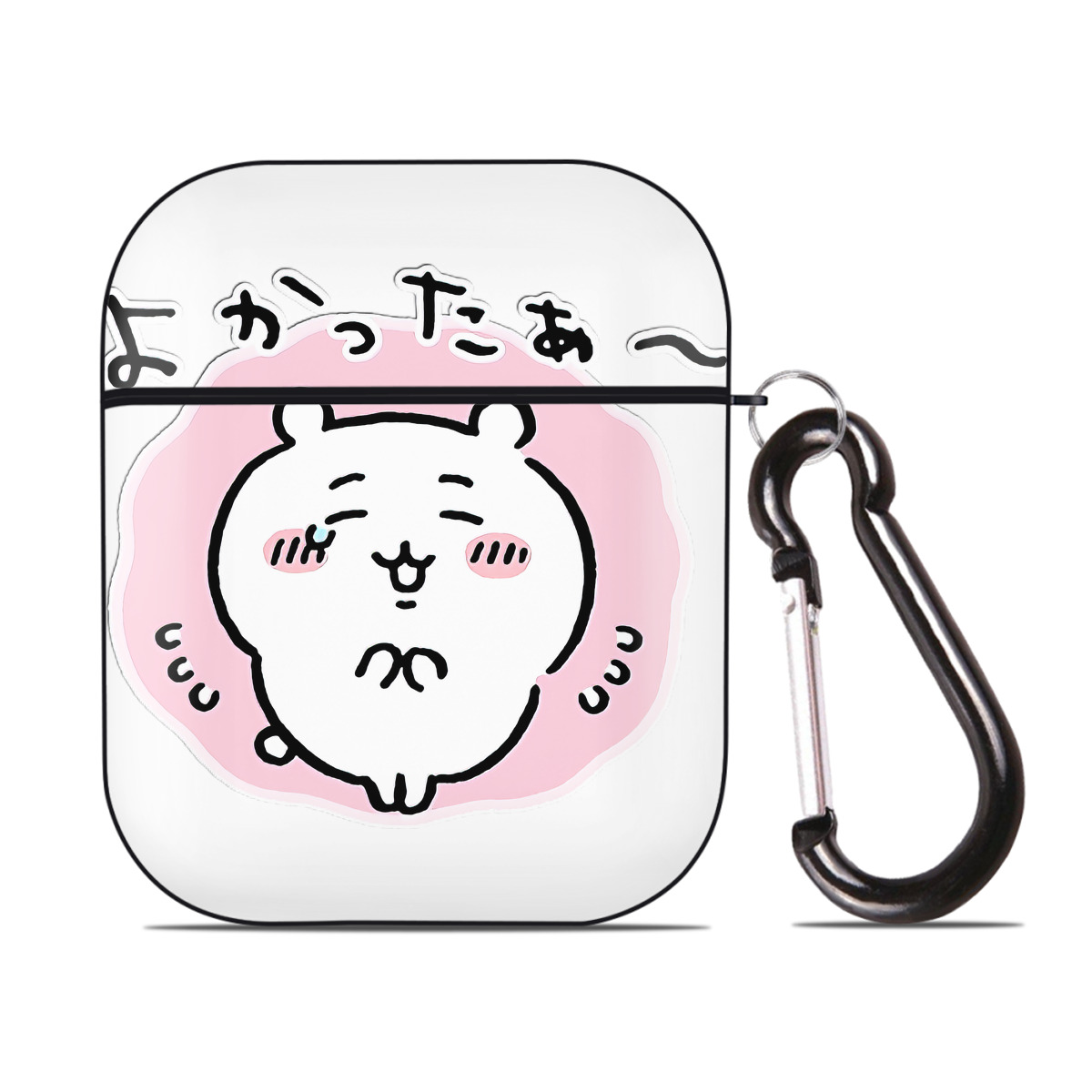 （画像用） ちいかわ ちいかわ Chii-kawa chiikawa AirPods 第2世代保護ケース ハードシェル ブラック 耐衝撃・防指紋・カラビナ付き