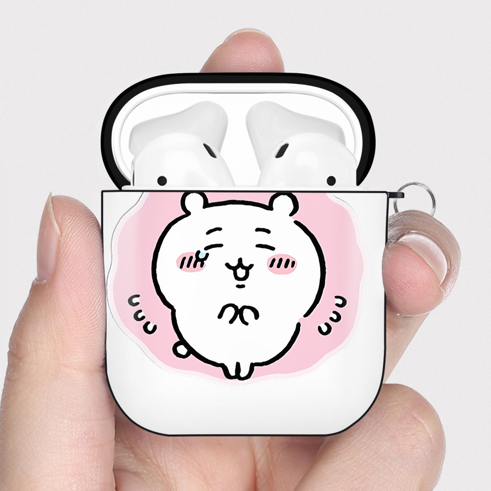 （画像用） ちいかわ ちいかわ Chii-kawa chiikawa AirPods 第2世代保護ケース ハードシェル ブラック 耐衝撃・防指紋・カラビナ付き