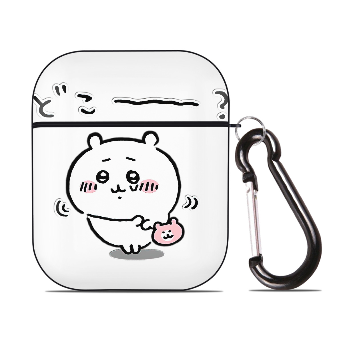 （画像用） ちいかわ ちいかわ Chii-kawa chiikawa AirPods 第2世代保護ケース ハードシェル ブラック 耐衝撃・防指紋・カラビナ付き