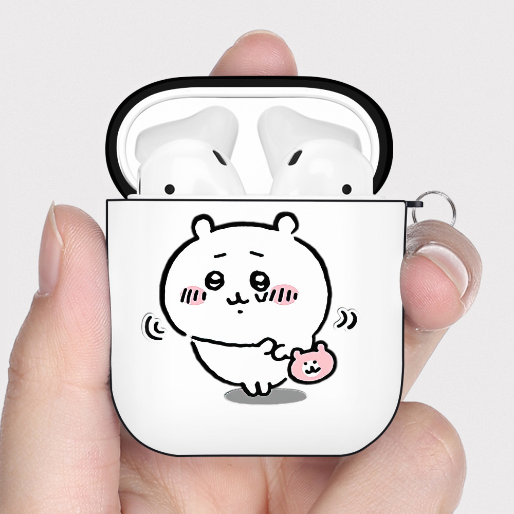 （画像用） ちいかわ ちいかわ Chii-kawa chiikawa AirPods 第2世代保護ケース ハードシェル ブラック 耐衝撃・防指紋・カラビナ付き