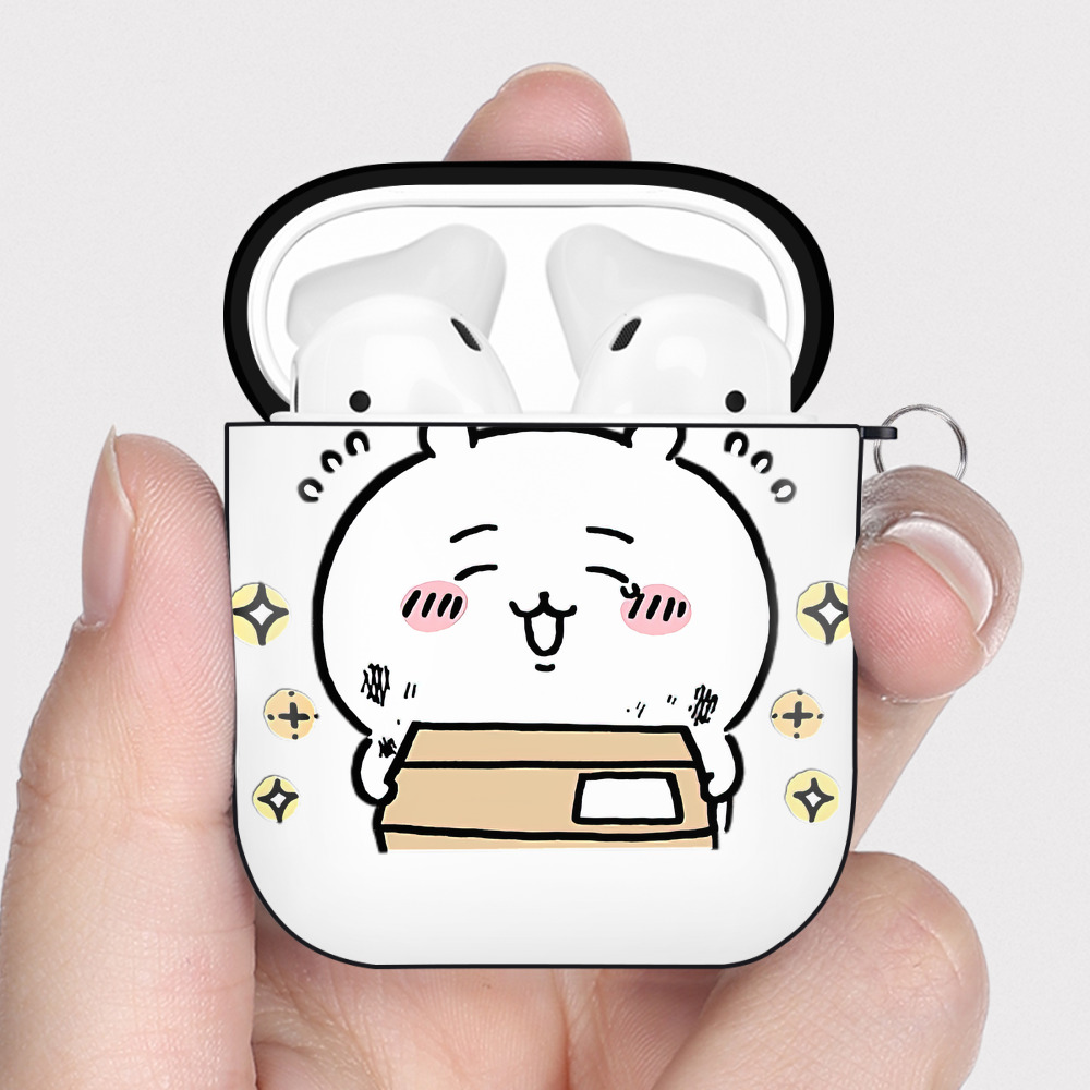 （画像用） ちいかわ ちいかわ Chii-kawa chiikawa AirPods 第2世代保護ケース ハードシェル ブラック 耐衝撃・防指紋・カラビナ付き