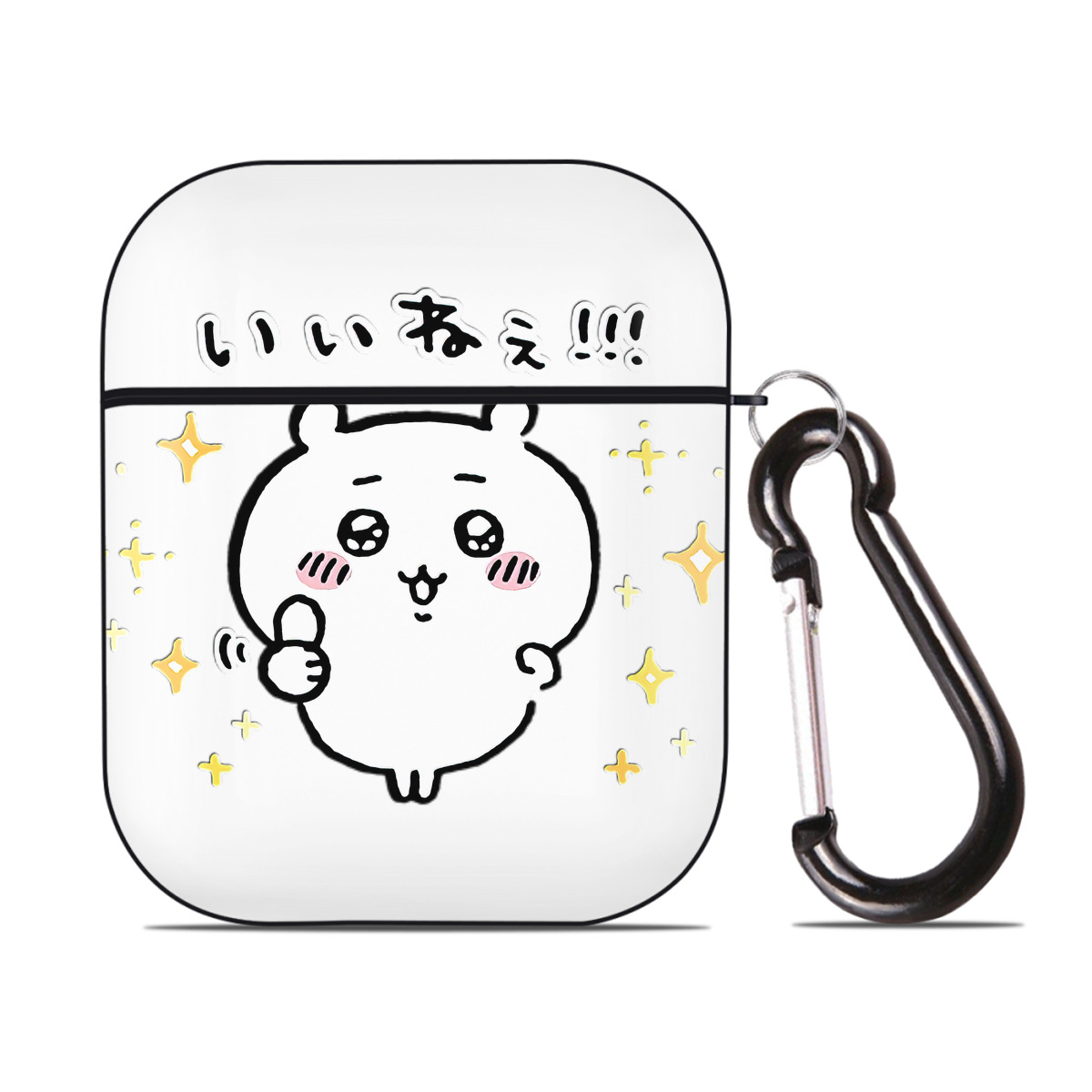 （画像用） ちいかわ ちいかわ Chii-kawa chiikawa AirPods 第2世代保護ケース ハードシェル ブラック 耐衝撃・防指紋・カラビナ付き