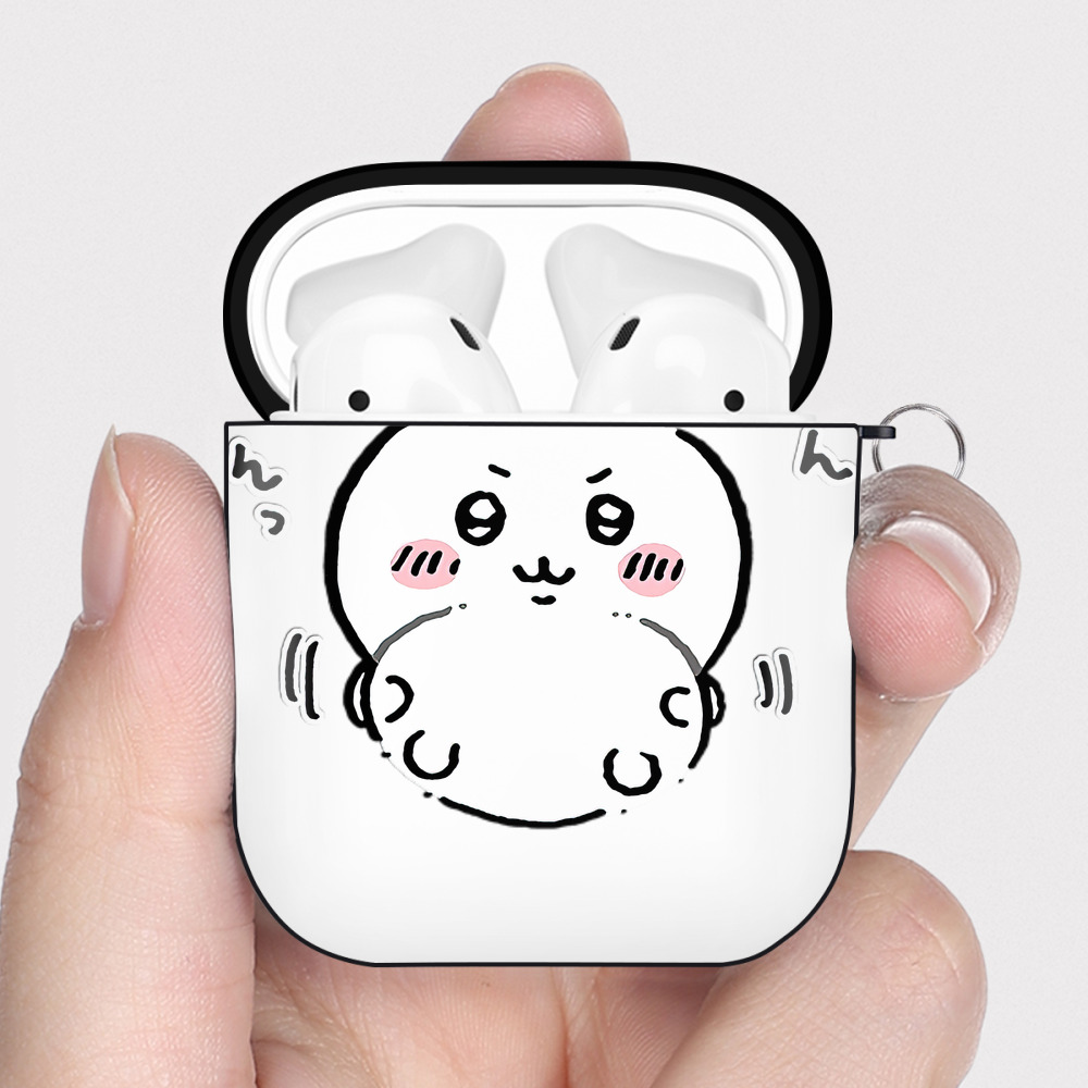 （画像用） ちいかわ ちいかわ Chii-kawa chiikawa AirPods 第2世代保護ケース ハードシェル ブラック 耐衝撃・防指紋・カラビナ付き