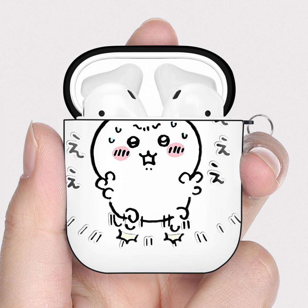 （画像用） ちいかわ ちいかわ Chii-kawa chiikawa AirPods 第2世代保護ケース ハードシェル ブラック 耐衝撃・防指紋・カラビナ付き