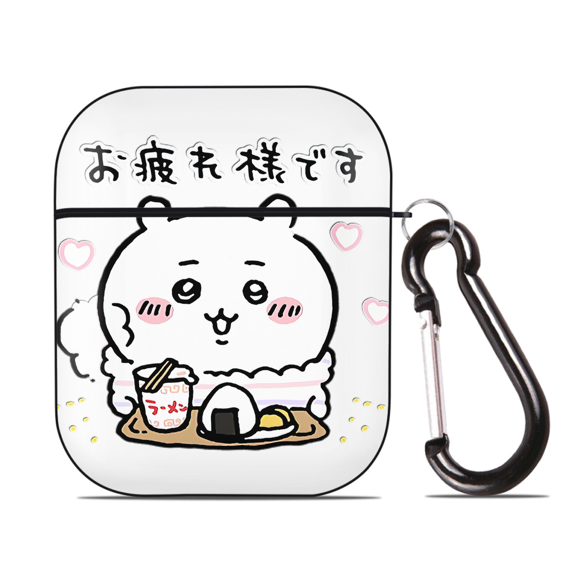 （画像用） ちいかわ ちいかわ Chii-kawa chiikawa AirPods 第2世代保護ケース ハードシェル ブラック 耐衝撃・防指紋・カラビナ付き