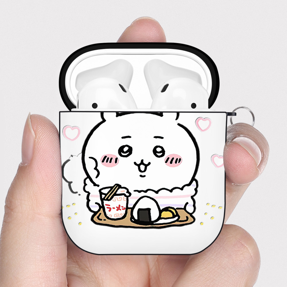 （画像用） ちいかわ ちいかわ Chii-kawa chiikawa AirPods 第2世代保護ケース ハードシェル ブラック 耐衝撃・防指紋・カラビナ付き