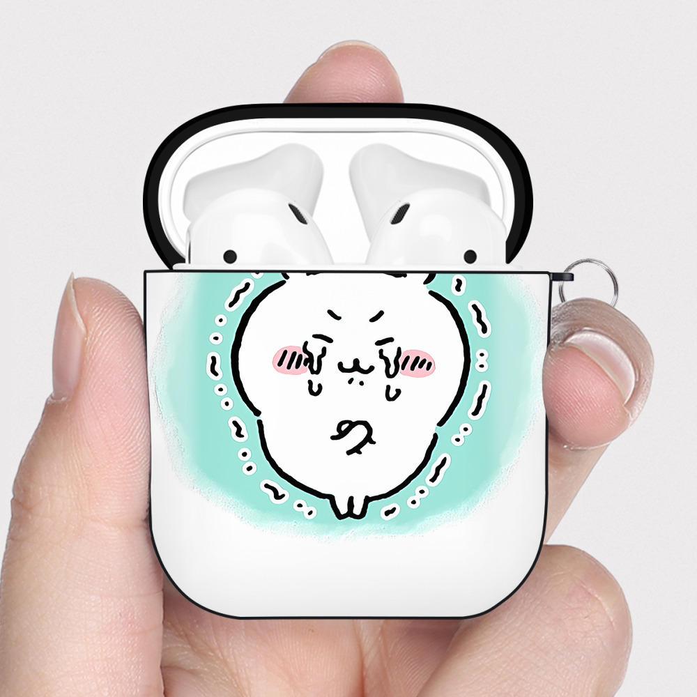 （画像用） ちいかわ ちいかわ Chii-kawa chiikawa AirPods 第2世代保護ケース ハードシェル ブラック 耐衝撃・防指紋・カラビナ付き