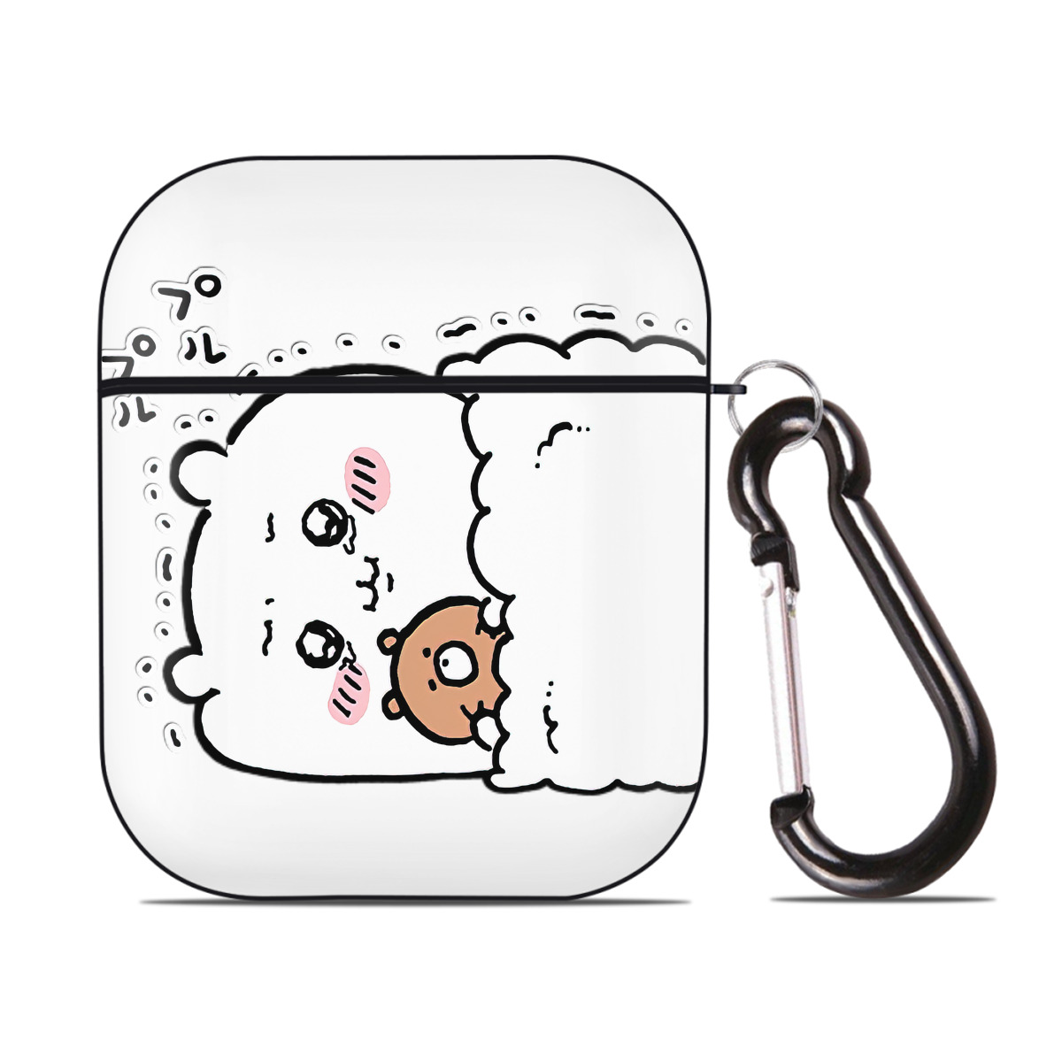 （画像用） ちいかわ ちいかわ Chii-kawa chiikawa AirPods 第2世代保護ケース ハードシェル ブラック 耐衝撃・防指紋・カラビナ付き