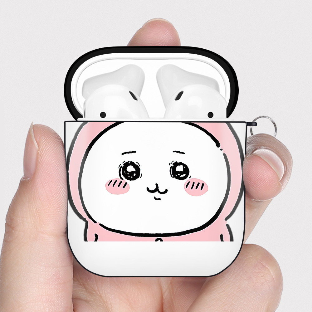 （画像用） ちいかわ ちいかわ Chii-kawa chiikawa AirPods 第2世代保護ケース ハードシェル ブラック 耐衝撃・防指紋・カラビナ付き
