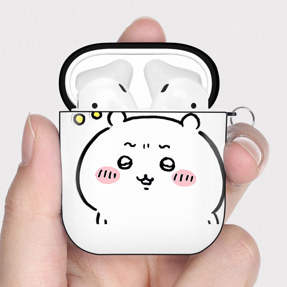 （画像用） ちいかわ ちいかわ Chii-kawa chiikawa AirPods 第2世代保護ケース ハードシェル ブラック 耐衝撃・防指紋・カラビナ付き