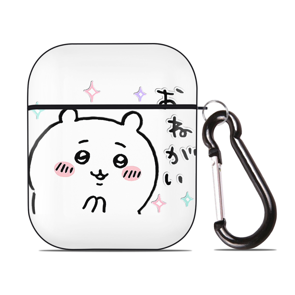 （画像用） ちいかわ ちいかわ Chii-kawa chiikawa AirPods 第2世代保護ケース ハードシェル ブラック 耐衝撃・防指紋・カラビナ付き