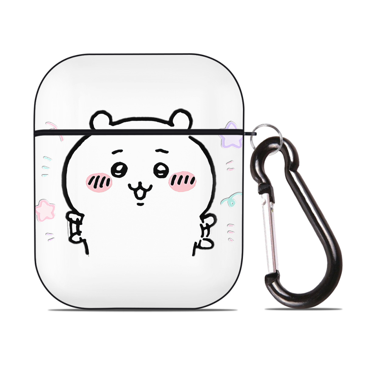 （画像用） ちいかわ ちいかわ Chii-kawa chiikawa AirPods 第2世代保護ケース ハードシェル ブラック 耐衝撃・防指紋・カラビナ付き