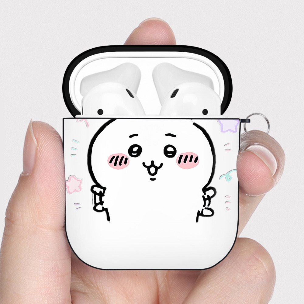 （画像用） ちいかわ ちいかわ Chii-kawa chiikawa AirPods 第2世代保護ケース ハードシェル ブラック 耐衝撃・防指紋・カラビナ付き