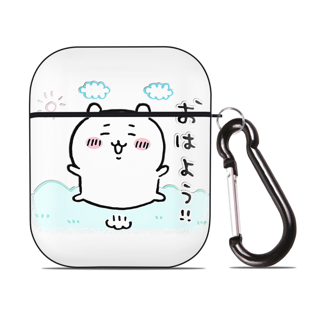 （画像用） ちいかわ ちいかわ Chii-kawa chiikawa AirPods 第2世代保護ケース ハードシェル ブラック 耐衝撃・防指紋・カラビナ付き