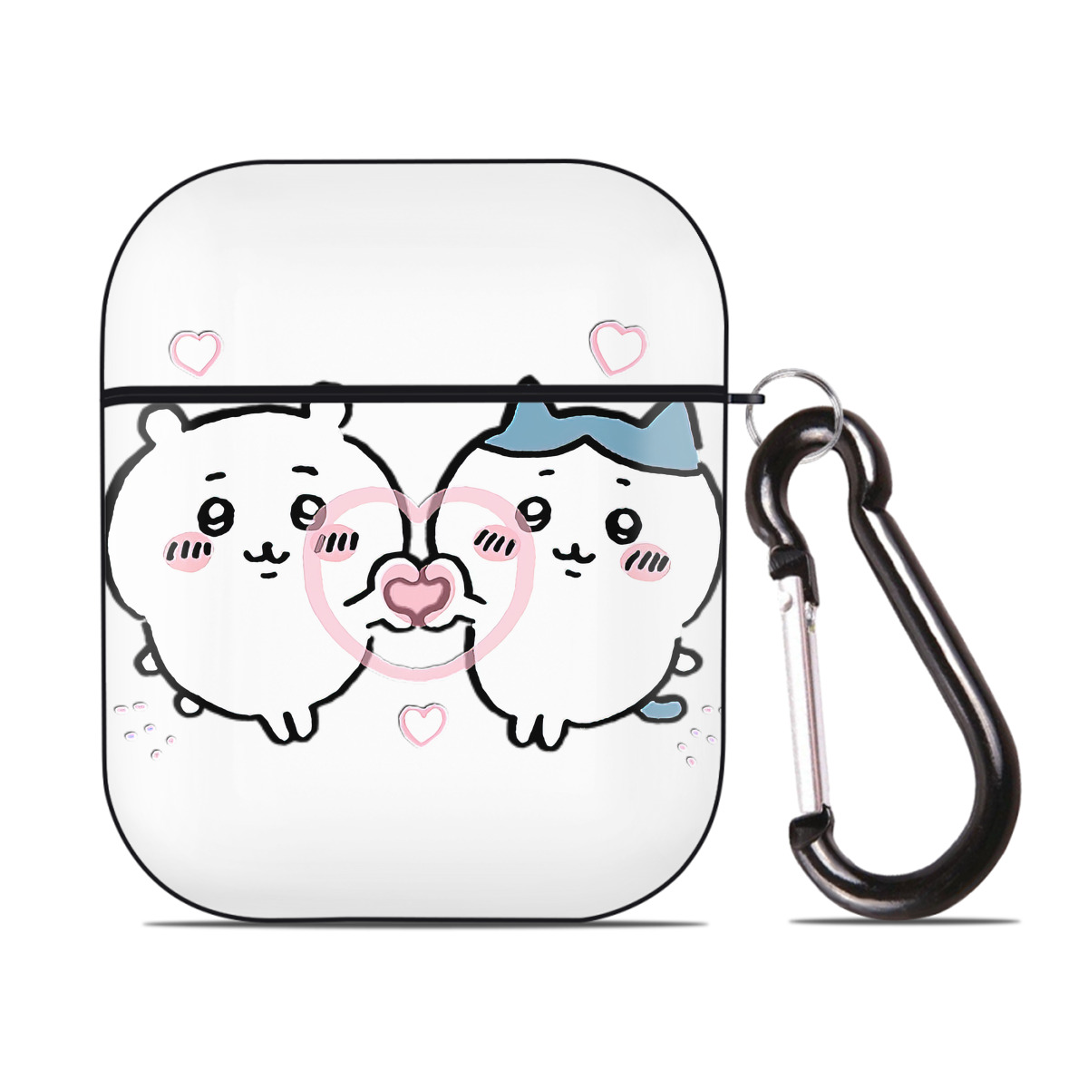 （画像用） ちいかわ ちいかわ Chii-kawa chiikawa AirPods 第2世代保護ケース ハードシェル ブラック 耐衝撃・防指紋・カラビナ付き