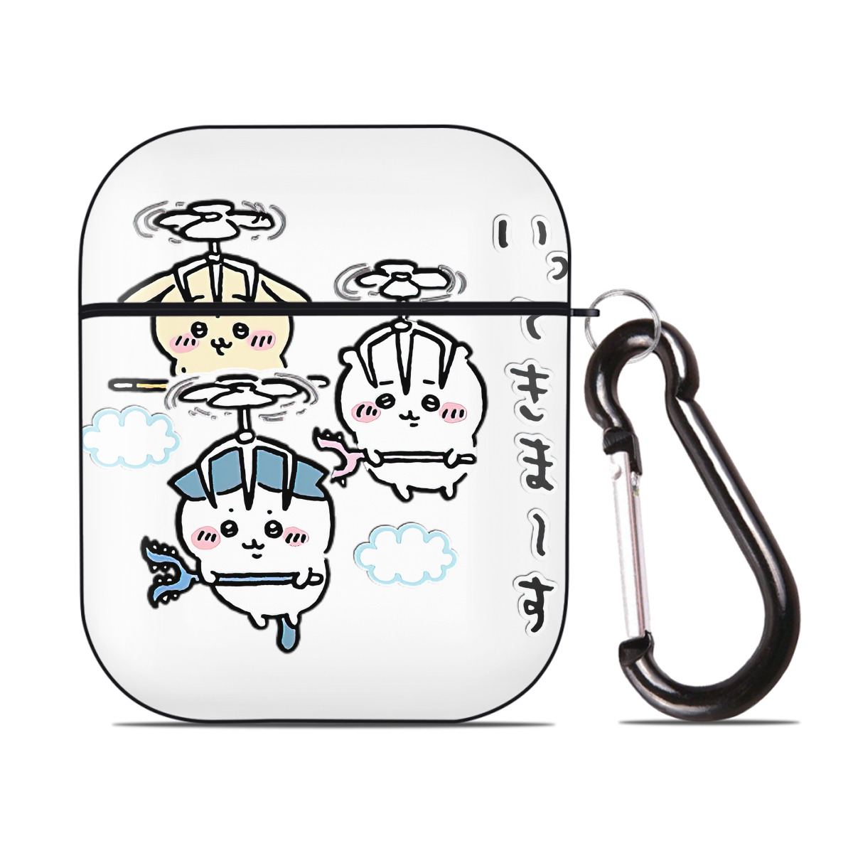 （画像用） ちいかわ ちいかわ Chii-kawa chiikawa AirPods 第2世代保護ケース ハードシェル ブラック 耐衝撃・防指紋・カラビナ付き