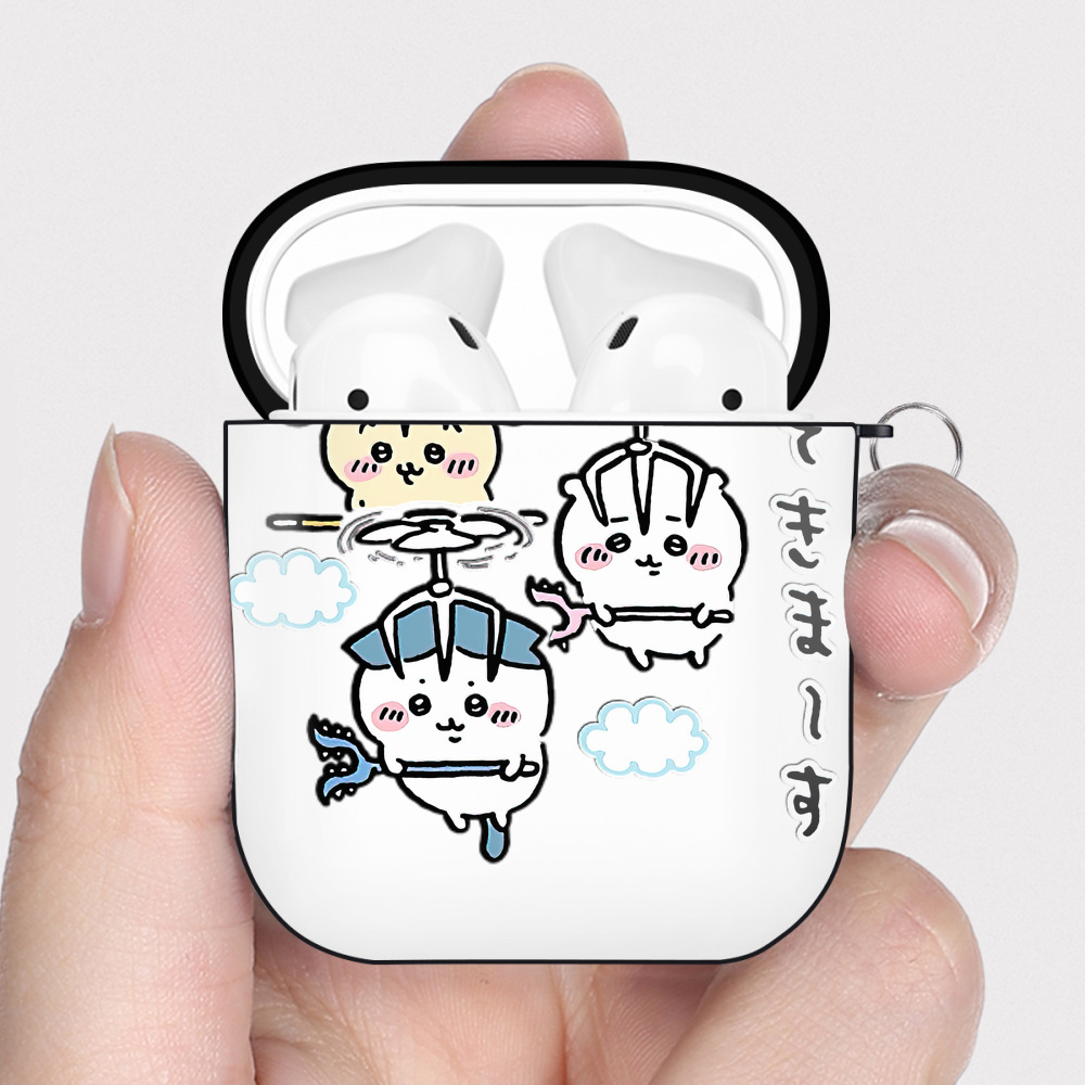 （画像用） ちいかわ ちいかわ Chii-kawa chiikawa AirPods 第2世代保護ケース ハードシェル ブラック 耐衝撃・防指紋・カラビナ付き