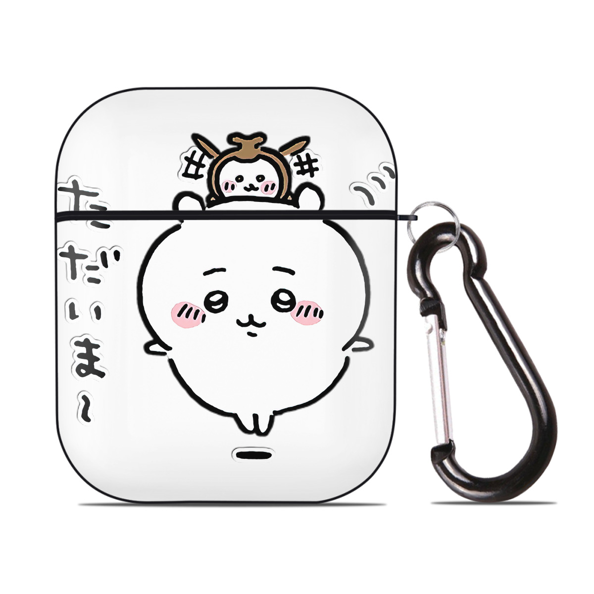 （画像用） ちいかわ ちいかわ Chii-kawa chiikawa AirPods 第2世代保護ケース ハードシェル ブラック 耐衝撃・防指紋・カラビナ付き