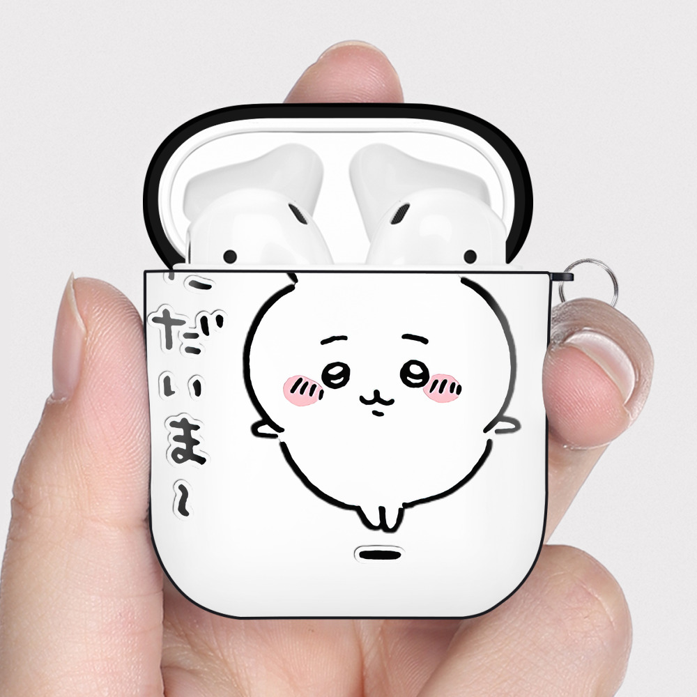 （画像用） ちいかわ ちいかわ Chii-kawa chiikawa AirPods 第2世代保護ケース ハードシェル ブラック 耐衝撃・防指紋・カラビナ付き