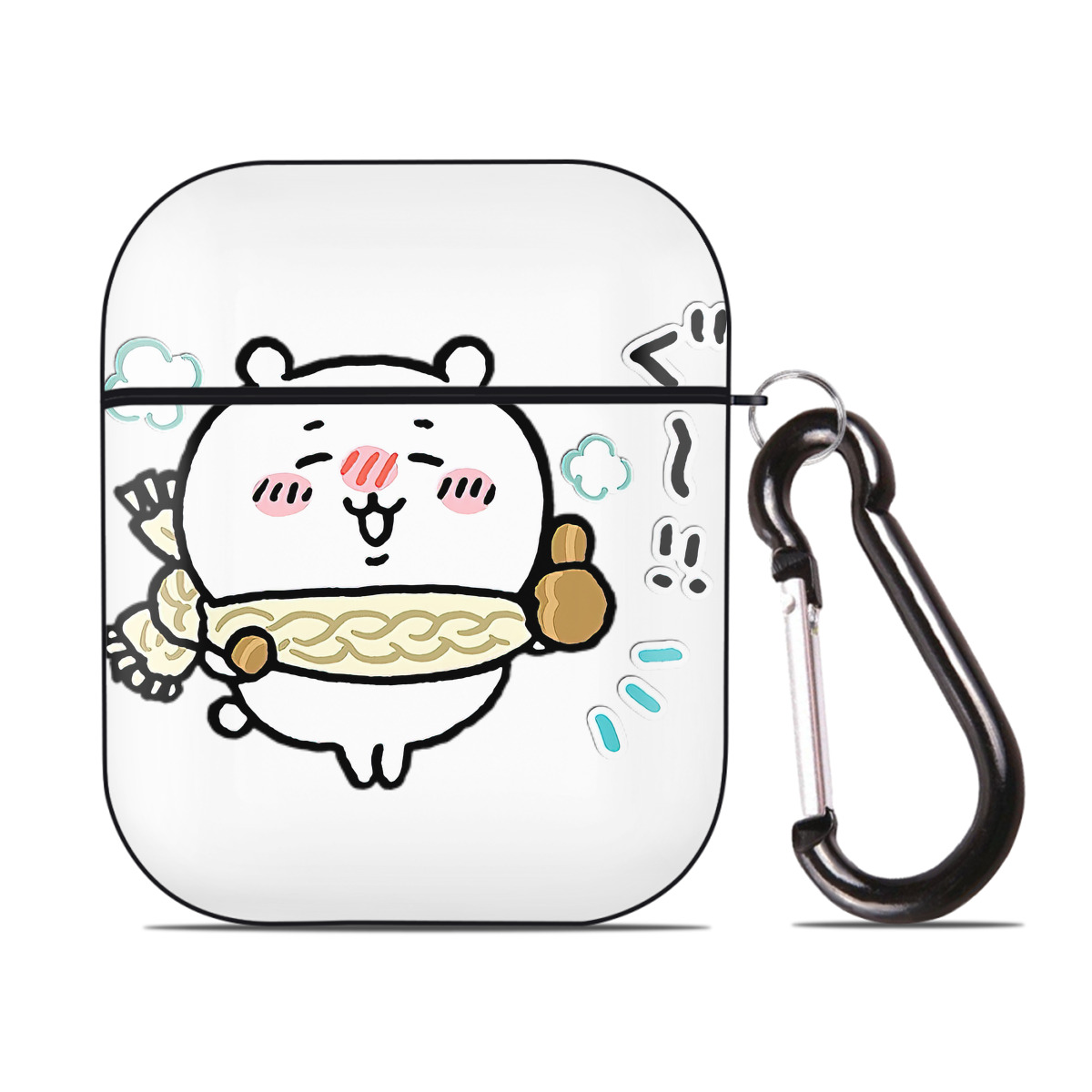 （画像用） ちいかわ ちいかわ Chii-kawa chiikawa AirPods 第2世代保護ケース ハードシェル ブラック 耐衝撃・防指紋・カラビナ付き