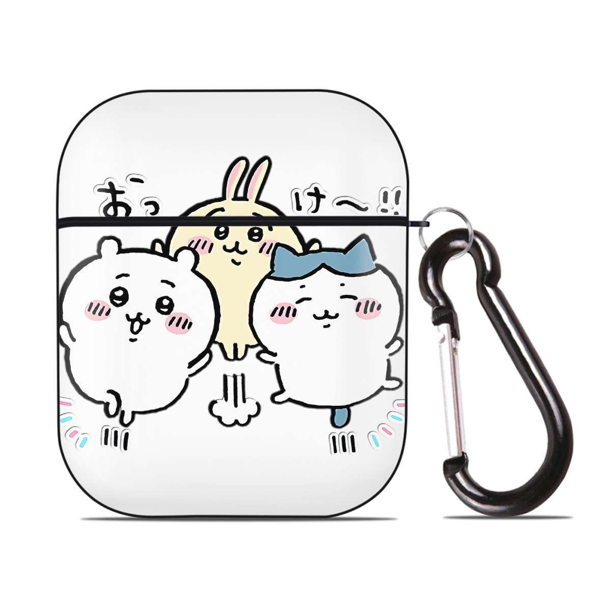 （画像用） ちいかわ ちいかわ Chii-kawa chiikawa AirPods 第2世代保護ケース ハードシェル ブラック 耐衝撃・防指紋・カラビナ付き