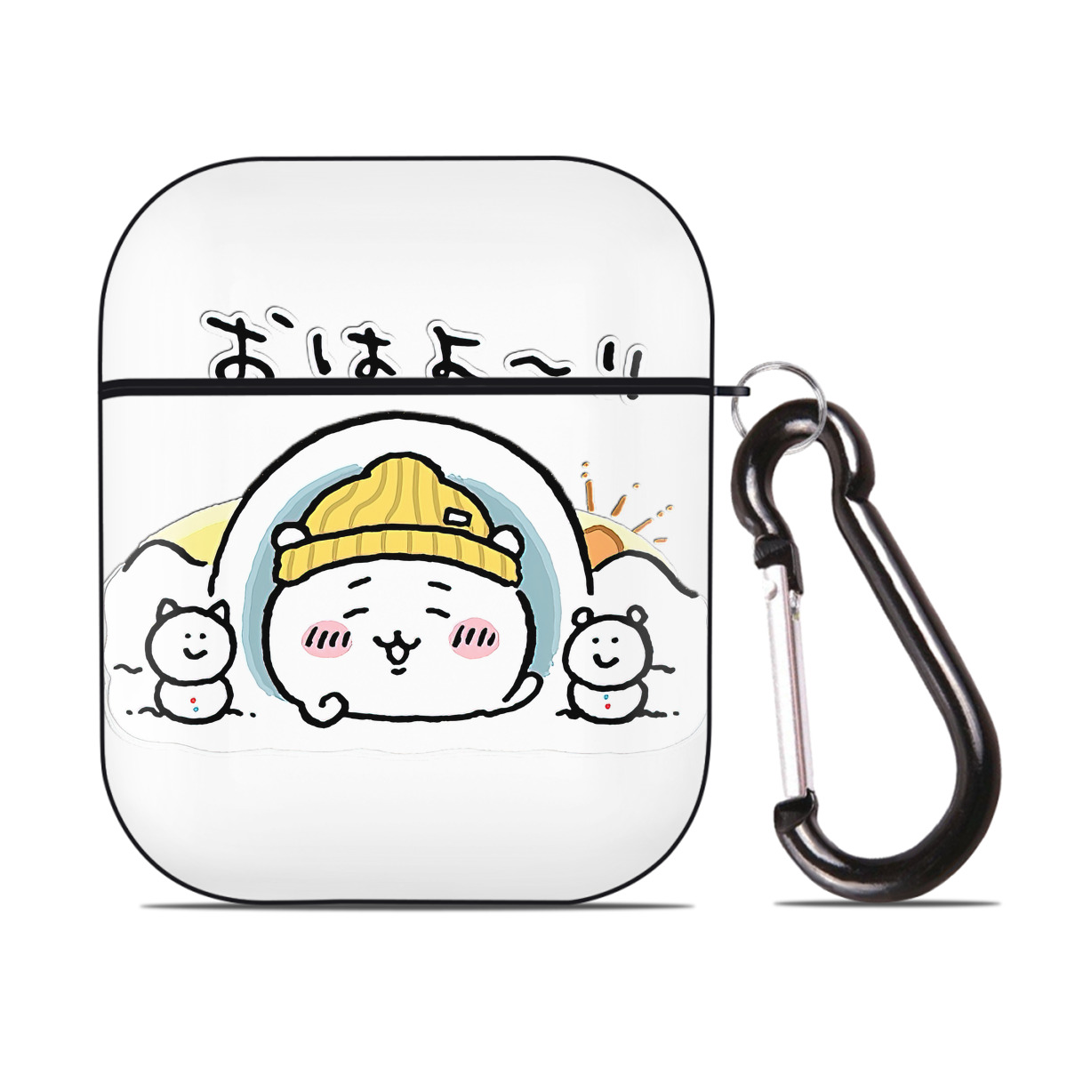 （画像用） ちいかわ ちいかわ Chii-kawa chiikawa AirPods 第2世代保護ケース ハードシェル ブラック 耐衝撃・防指紋・カラビナ付き